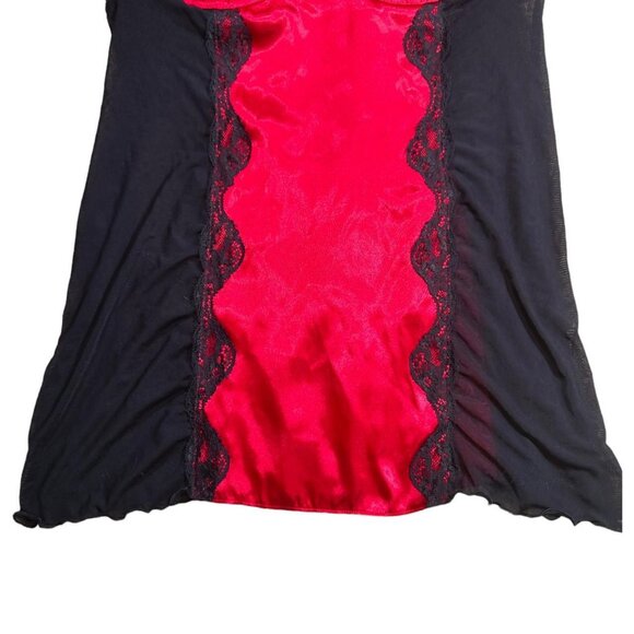 Black and Red Goth Satin Mesh Lingerie Babydoll Cami Lace Top Apt 9 Size XL - Picture 3 of 5